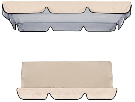 Gralara Kit Copertura per tettoia per Sedia a Dondolo da Giardino Copertura Superiore e Fodera per Cuscino Coprisedile Resistente agli Strappi 150x50x10 cm, Beige