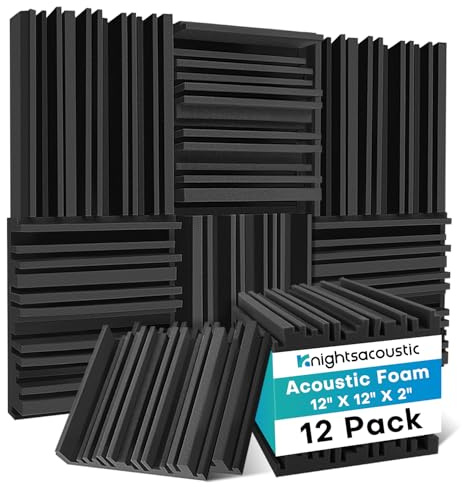 12 Pack Sound Proofing Panels, 5 X 30 X 30cm /2 X 12 X 12 Acoustic Wall Foam Panels, Studio Wedge Tiles, High Density Fireproof Soundproofing Acoustic Panels for Podcast Studio, Offices
