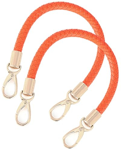 WANYI 2 Stück 40cm Taschenhenkel Leder Taschengurte zum Wechseln DIY Taschengriffe Schultergurt Taschenriemen Ersatzhenkel für Taschen Handtasche Geldbörse mit 2 Gold Karabinerhaken (Orange)