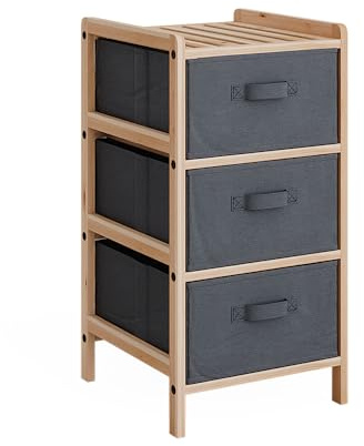 Vicco Kommode Bruno, Grau, 34.5 x 67 cm | mit 3 Stoffschubladen, zur Aufbewahrung von Wäsche und kompatibel mit Bruno-Serie