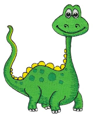 Dino Grün Aufnäher zum aufbügeln oder aufnähen Bügelbild Kinder Bügelpatch Baby Aufbügler für Kleidung gestickter Bügelflicken Dinosaurier Applikation Patch Größe 7,0 x 8,8 cm