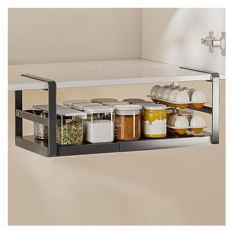 Cestino da appendere in metallo, per armadietti, armadietti da cucina, guardaroba, ripiano inferiore per cucina, ufficio, armadio bagno (colore: nero, dimensioni: 22 x 38 cm)