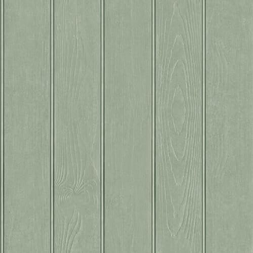 Beaded Wood Panel Sage Green Wallpaper - Modern Realistic Contemporary Trendy - Stylish Feature Wall