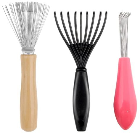 CPJJ 3 Pcs Nettoyant Poignée En Bois Pour Peigne,Nettoyage Brosse à Cheveux Portable Brosse,Nettoyage De Peigne à Cheveux,Nettoyant Peigne Outil,Pour Nettoyer Les Brosses,Peignes,Tapis De Bain,Tapis