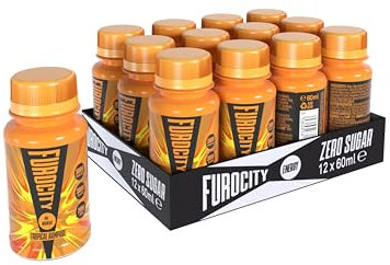Furocity Ready to Drink Tropical Flavour Pre-Workout Energy Drink Shot, High in Beta Alanine, Citrulline Malate, Vitamin B6 & B12, Caffeine, Increased Energy, Focus & Performance, 12 x 80ml shots