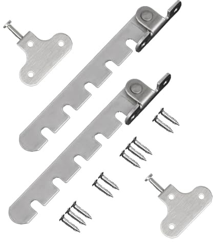 2 st 10 cm justerbar position hölje fönsterbegränsningsspärr, lås lutningsregulator för fönster, lämplig för trä/metallfönster eller dörr, rostfritt stål – 5 spår universellt hölje fönster
