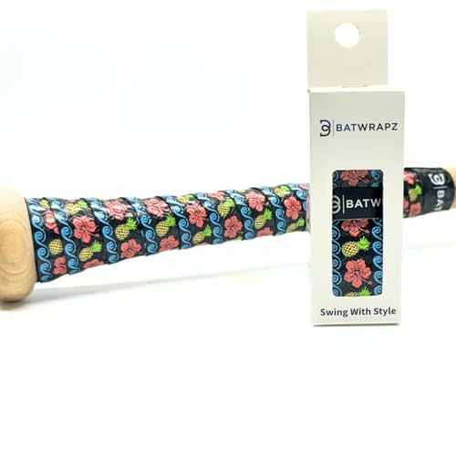 BatWrapz Baseball and Softball Bat Grip 1.1 mm Precut and Pro Feel Bat Grip Tape Replacement (Tropical Heat)