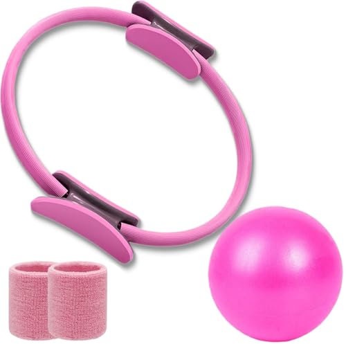 Pilates-Set Für Frauen: 38 cm Pilates-Ring Mit Doppelt Gepolsterten Griffen, Für Arm- Und Beintraining (für Männer Und Frauen)(Pink)
