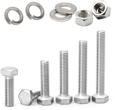 JDMA 30 Stück M6 X40/45/50/55/60/70mm Edelstahl Sechskantschrauben mit Muttern und Unterlegscheiben Sechskant Schrauben Maschinenschrauben Gewindeschrauben DIN 933 Vollgewinde