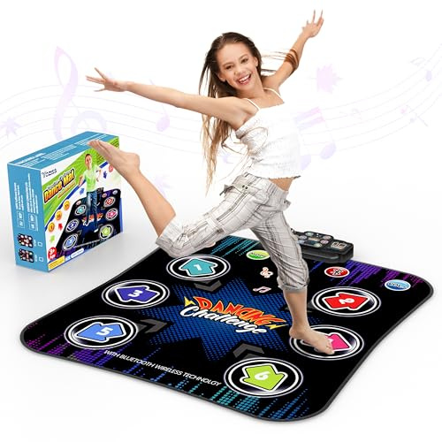 YOZISS Bluetooth Dance Mat Kids, Dance Mat for Girls and Boys, Non-Slip Portable Dance Pad, 5 Music Game Modes, Electronic Dance Mat Birthday Gift for Kids Ages 4-12