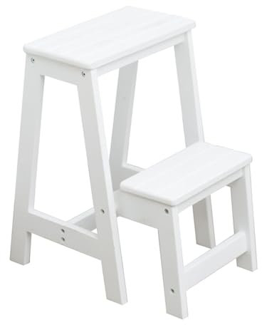 Sgabello pieghevole, scala in legno a 2 gradini, scala pieghevole leggera per casa, cucina, loft, campeggio