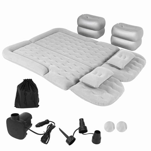 Torvex Colchón de Aire, Cama de Viaje Inflable, Almohadilla para Dormir del automóvil Compatible con Modelos de vehículos universales, cojín para Dormir en espesas (Gris)
