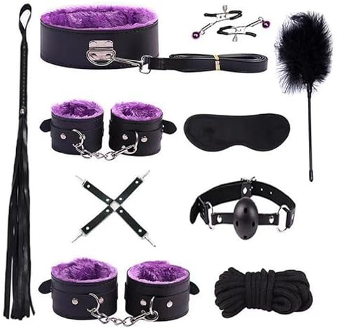 Purple Leather 10 Piece Sports Accessory Set With Leather Cuffs, Adjustable Training Cross Set, Couple Gift - H20