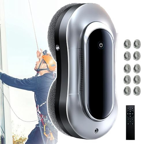 Robot lavavetri e pulitore da 2800pa - Spray Automatico a Quattro Vie con Doppio spruzzo/Telecomando/Serbatoio dell'Acqua da 70 ml, detergente per vetri per edifici Alti, Argento