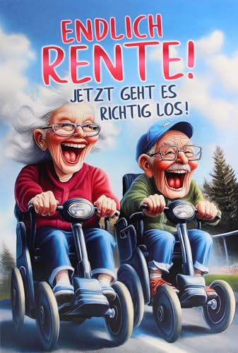 Kurt Eulzer Lustige Rentenkarte Endlich Rente Karte zum Ruhestand Abschiedskarte mit Umschlag B6 FSC Papier Glückwunschkarte Grußkarte