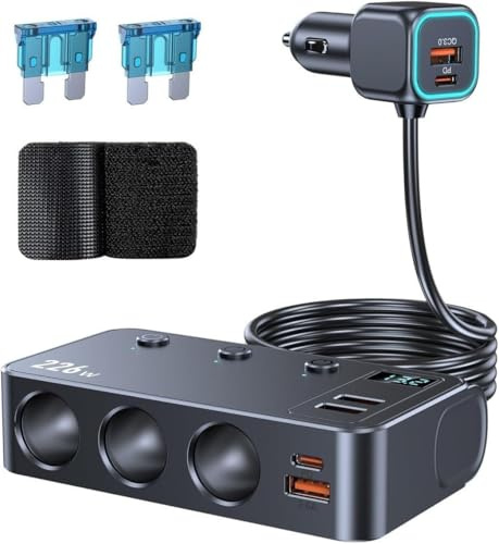Leehitech Multi Prise Allume Cigare 12V/24V, Chargeur Voiture USB 226W | 9 Appareils Simultanés,Double PD et QC3.0,3 Interrupteurs Indépendants,Affichage LED,Protection Intelligente