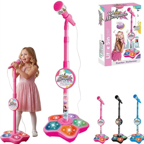 Kids Microphone with Stand, Microphone for Kids, Kid Karaoke Machine for Girls, Toddler Microphones, Kid Microphones for Singing, Musical Toy for Fun Sound Effects,Karaoke Machines for Children