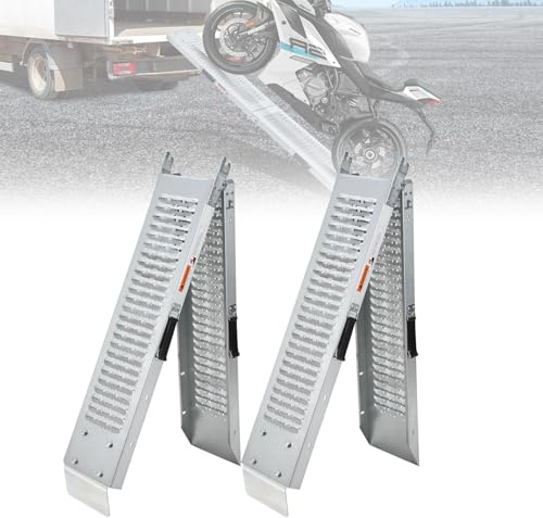 Vkechh Lot de 2 rampes d'accès pliables - Charge maximale : 400 kg - 190 x 22,5 x 4,5 cm - Rampe d'accès pour voiture et voiture - Rampe de chargement pour moto, tondeuse à gazon et fauteuil roulant
