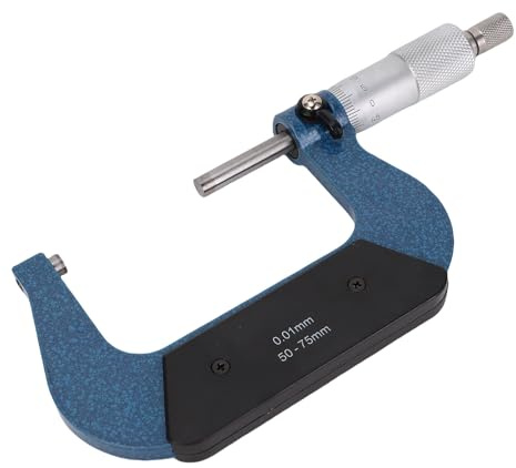 ANGGREK Micrometro per Esterni 50-75 Mm, Strumento di Misurazione Meccanico, Punte in Carburo, Graduazione 0,01 Mm per Misurazioni Precise di Lunghezza e Diametro