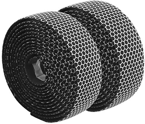 Omquot 1 par halkfritt elastiskt cykelstyreband, stötdämpande för cykling, bekvämt material (svart vit)