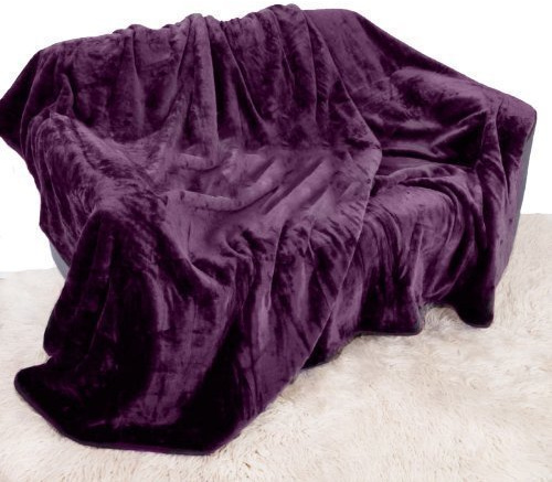 Quality Linen and Towels Purple Aubergine Mink Throw Soft Plush Large (150cm x 200cm- Suitable for Double Size Bed or 2 Seater Sofa) Sofa Bed Runner Bedspread Blanket