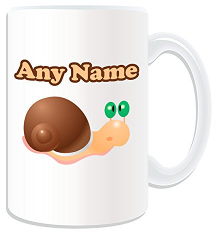 Personalisiertes Geschenk – großen Silly Schnecke Tasse, Motiv: Tiere, Weiß) – Jeder Name/Nachricht auf Ihre einzigartige Tasse