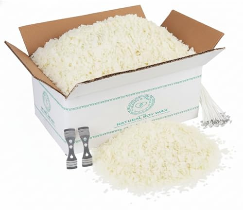 Hearts & Crafts Soy Candle Wax Kit - 10 lb Wax Flakes with 100 Cotton Wicks and 2 Wick Holders - DIY Supplies for Crafting Candles, Tarts, and Scented Creations