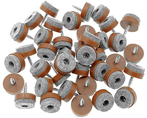 ALIMITOPIA 40pcs Screw-on Furniture Felt Pad Chair Glide Slider Hardwood Floor Protector for Wooden Leg Feet of Chair Table Furniture(Φ28mm or 1.1;Brown)