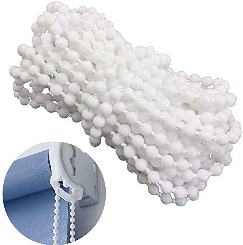 YEQIN Roller and Roman Shade Blind Beaded Chain Cord，White Plastic Roller Blind Chain Repair，Roller Curtain Bead Rope,Blind Beaded Cord for Roller Blind Fitting(10 Yards)