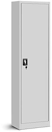 Jan Nowak Aktenschrank Büroschrank Metallschrank Lagerschrank 4 Fachböden Flügeltür Drehgriff Pulverbeschichtung Metall 185 cm x 45 cm x 40 cm (Grau)