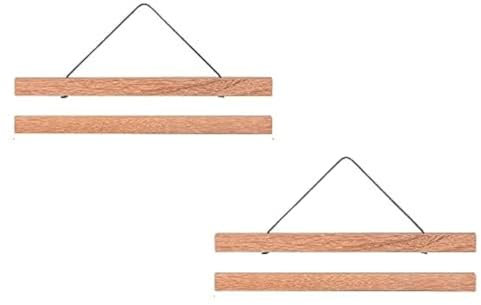 ZORR Magnetico Poster Immagini Telaio, Legno di teak Cornice in legno fai da te Appendiabiti a Muro Moderno Manifesto Hanger per Scorrere Tela Poster (40cm*2