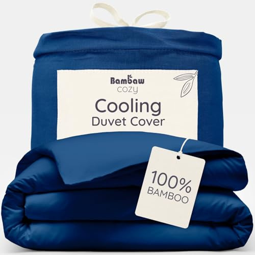 Bambaw Bambus Deckenbezug 135x200 cm, Anti Milben Bettbezug, kuschelige Bettwäsche aus 100% Bambusfasern, kühlende und atmungsaktive Bettwäsche (Marineblau)