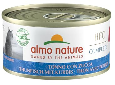 Almo Nature HFC Komplett våtfoder för vuxna katter - tonfisk med pumpa, glutenfri - 70 g, 24-pack