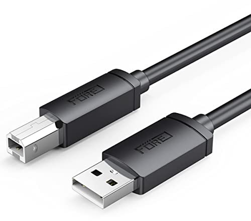 FORE 0.5m MIDI Cable Type-B for Musical Instrument Compatible with MIDI Keyboard, Electronic Piano/Drum, Synthesizer, Audio Interface for Editing&Recording Track for Studio USB 2.0 Black