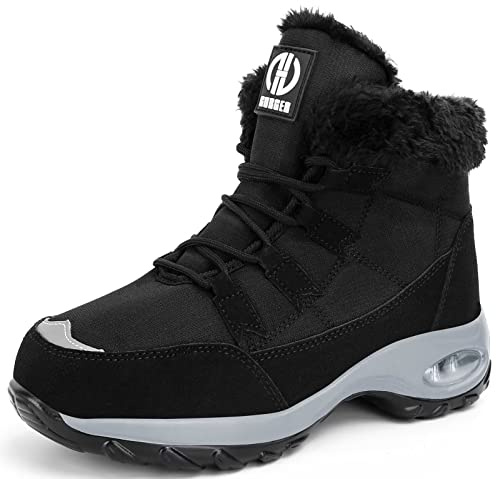 GURGER Botas Nieve Mujer Invierno Impermeable Piel Botines de Nieve Esqui Forro Cálido Negro 38