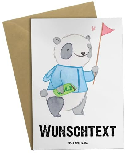 Mr. & Mrs. Panda Personalisierte Grußkarte Reitlehrer Herz - Geschenke, Selbst Gestalten, Glückwunschkarte, Hochzeitskarte, Geburtstagskarte, Geschenk, Selber Drucken