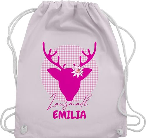Turnbeutel Rucksack - Kompatibel Oktoberfest - Lausmadl Hirsch - Unisize - Pastell Rosa - oktoberfest-tasche trachten edelweiß tasche trachtenrucksack bayrisch edelweiss beutel trachtenrucksäcke