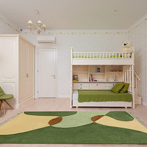 CASAVANI Boho-Badezimmerteppich, handblockbedruckter Boho-Teppich, handgefertigter Teppich, Badezimmerteppich, leicht waschbar, flachgewebte Baumwolle, böhmische 90 x 90 cm (3 x 3 Fuß im Quadrat)