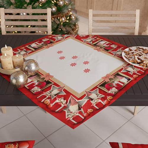 PETTI Artigiani Italiani - Centrotavola Natalizio, Centrotavola da Tavolo Cucina Natalizio, Runner Centrotavola 90x90 cm, Centrotavola Elfo, 100% Made in Italy