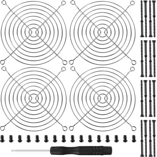 DAOKAI Lüftergitter 120x120mm, Schutzgitter für Lüfter Grill 120mm Steel Basis Lüfterabdeckung Lüfterschutz Luftstrom-durchlässig mit Schrauben für PC-Lüfter (4 Stück)