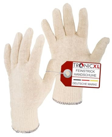 TronicXL 120 Paar Dünne Feinstrick Arbeitshandschuhe Mechanikerhandschuhe Montagehandschuhe Stoffhandschuhe Feinstrickhandschuhe weiß blau