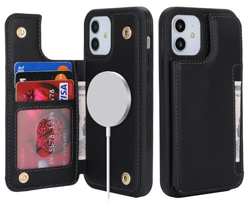 SailorTech iPhone 12/12 Pro Hülle mit Kartenhalter, Etui mit Geldbörse - Schwarz