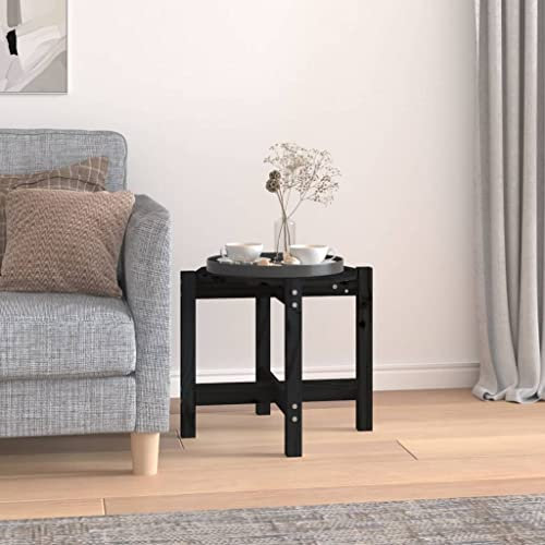 FOZICV Couchtisch Aus Holz Massivholz Kiefer Beistelltisch Side Table Living Room Tische Klein Wohnzimmer Beistelltisch Runder Small Coffee Table Modern Bedside Table Schwarz 52.5x52.5x45 cm