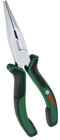 Bosch Long Nose Pliers 180mm/7 (Precise, Durable Long Nose Pliers; Induction Heated Cutting Edge; Nickel-Plated Surface; Ergonomic Softgrip)