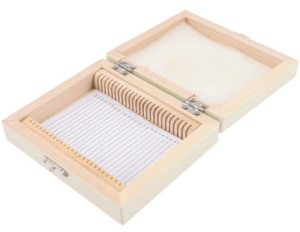 Gatuida Kasten Biologische Slice-Box Etuis für Mikroskop-Objektträger Aufbewahrung von Objektträgern werkzeug Halter für Mikroskop-Objektträger Mikroskop-Objektträger-Etui Holz Beige