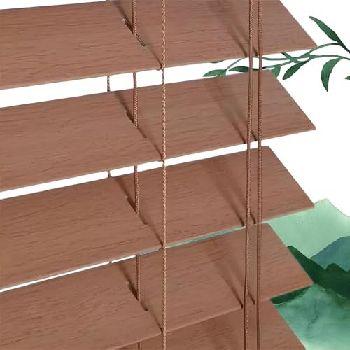 Eiauiuo Innen/Außen Jalousien Wasserdicht Anti-Schimmel Jalousie mit 50mm Lamellen Verstellbar Holz Fensterjalousien Sonnenschutz Sichtschutz Verdunkelungs Rollos Plisseerollo Schallschutz Jalousetten