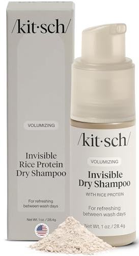Kitsch Volumizing Rice Protein Dry Shampoo Powder - Dry Shampoo for Women & Men, No White Cast, Absorbs Oil, Non-Greasy, Light-to-medium Hair Colors, Travel Size | Ideal Gifts for Women- Invisible 1oz