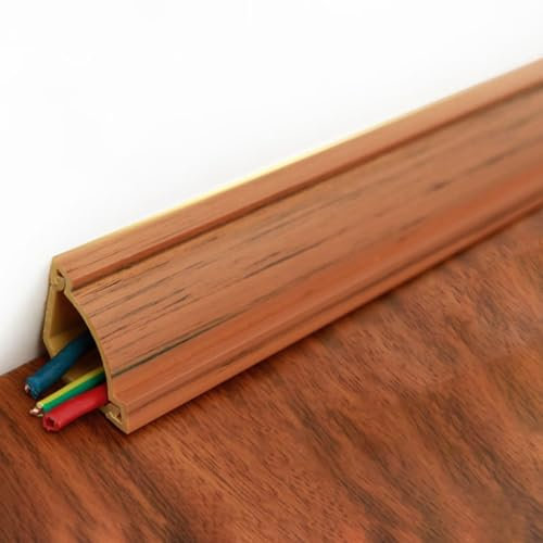 RENLXFI Gaine Cable Cache-câble Effet Bois, 100cm Cache-câble d'angle Imperméable Et Autocollant pour Câbles Au Sol/Mur, pour 6 Câbles, Cache-câble pour Plinthes en PVC(10 Pack)
