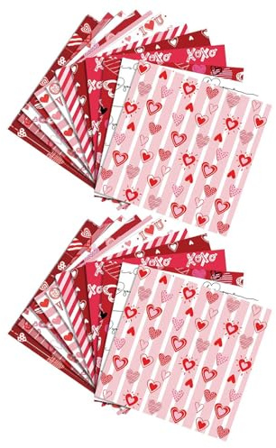 Rosa hjärta Scrapbook Paper, Alla hjärtans dag mönster papper - 24 stycken specialpapper Rosa Valentine Scrapbook Paper - Dubbelsidigt kartongpapper Heart Craft-papper för fotoalbum