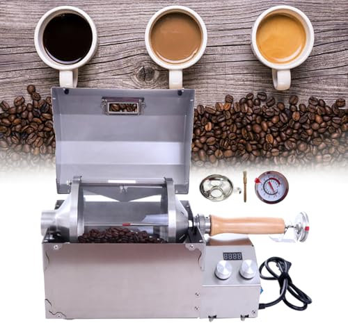 BrightFootBook 1200W Tostatore di caffè con Tamburo Trasparente visibile, tostatore di caffè in grani a Temperatura controllata e Numero di Giri Regolabile per Gli Appassionati di caffè